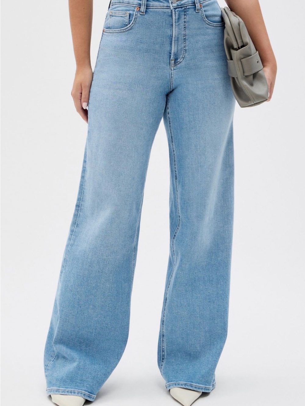 Fabletics Light Blue High-Rise Wide Leg Jeans